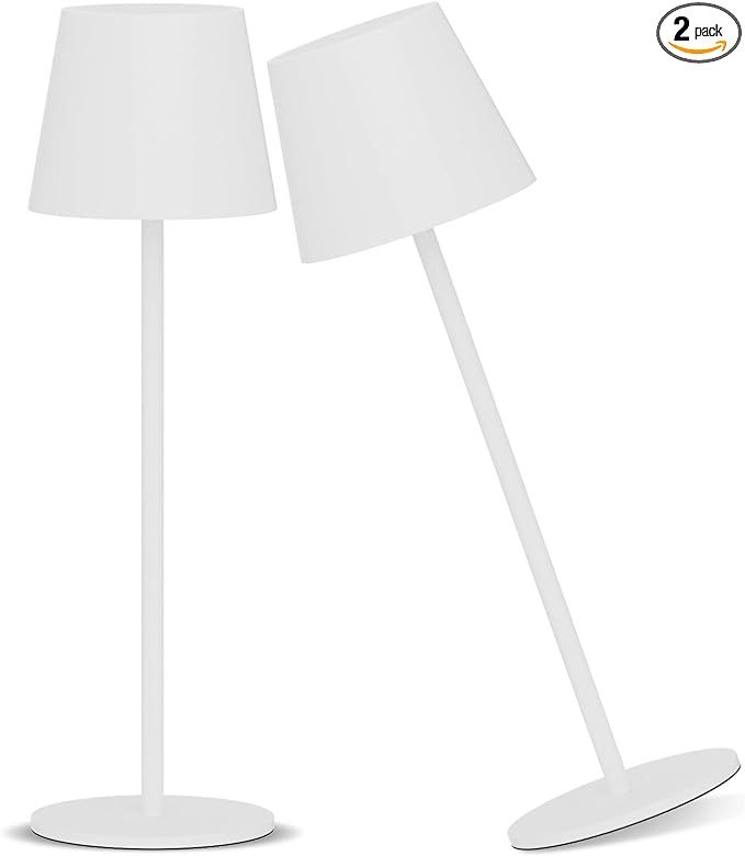Ralbay 2 Pack White Cordless Table Lamp,Rechargeable LED Table Lamp,IP54 Waterproof Outdoor Batte... | Amazon (US)