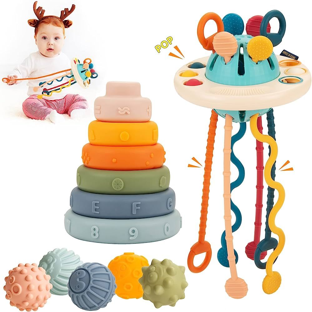 3 in 1 Baby Montessori Toys 12-18 Months, Baby Toys 6 to 12 Months, Sensory Toys for Toddlers, Si... | Amazon (US)