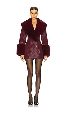 LOBA Julieta Faux Leather Coat in Burgundy from Revolve.com | Revolve Clothing (Global)