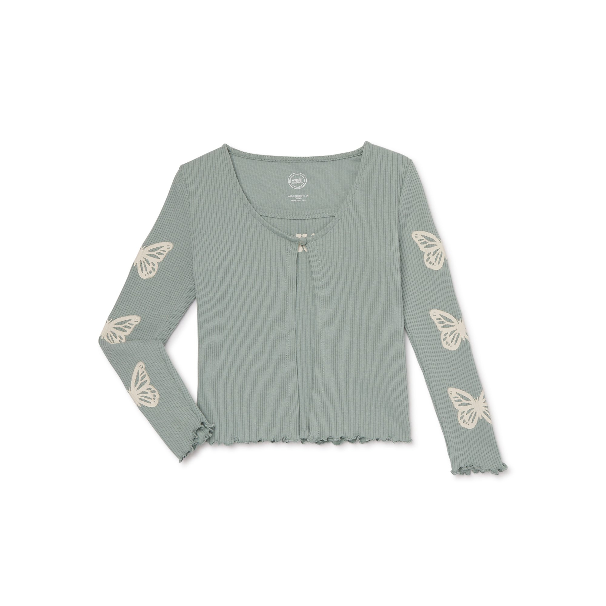 Wonder Nation Girls Ribbed Cardigan and Cami Top Set, 2-Piece, Sizes 4-18 & Plus | Walmart (US)