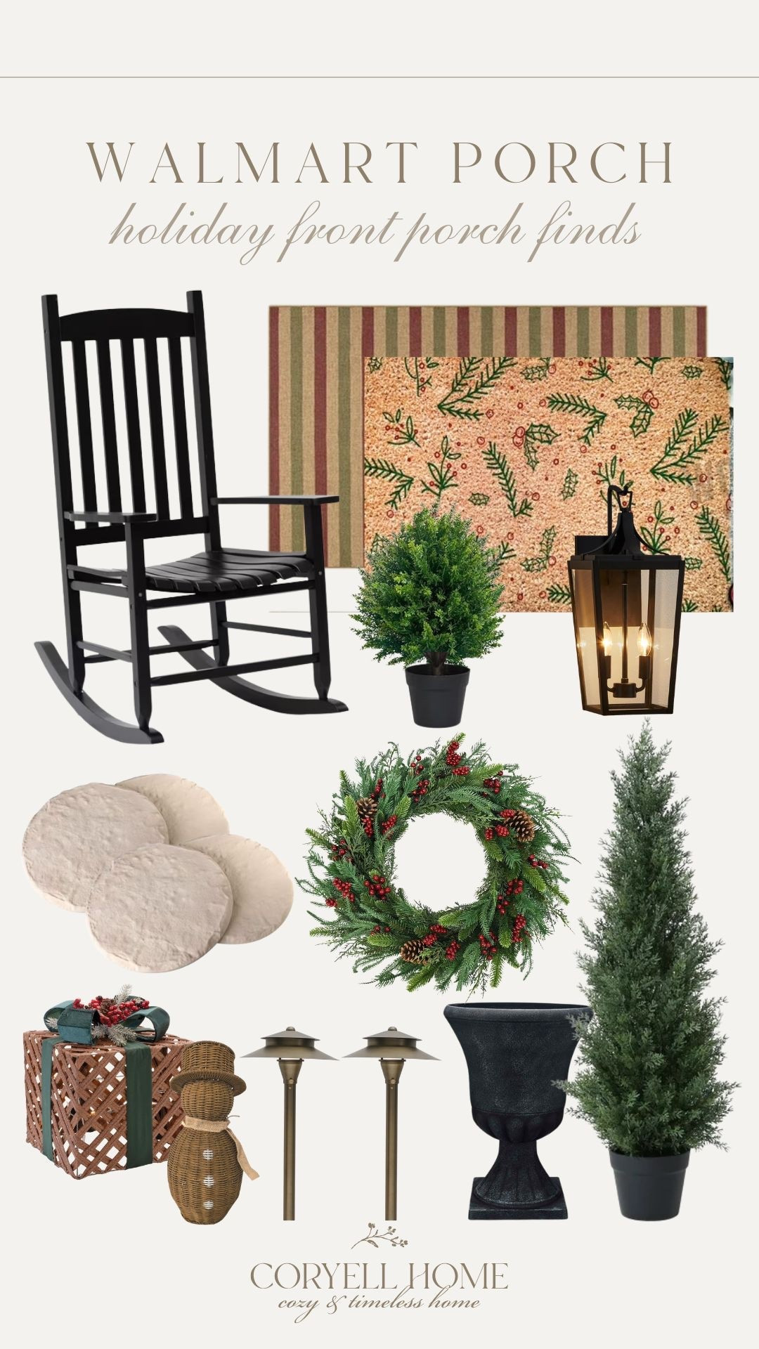 Walmart front porch finds and favorites for Christmas!! Affordable rugs and mats, cozy accent lighting, faux florals and greenery, and so much more! 

#LTKSeasonal #LTKHome #LTKHoliday