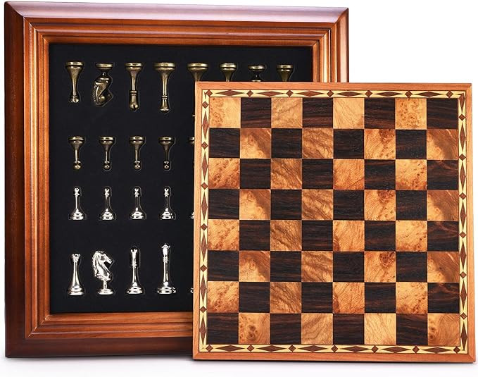 AMEROUS 14 inches Wooden Chess Set with Metal Chess Pieces / 2.5'' King / Storage for Chessmen / ... | Amazon (US)