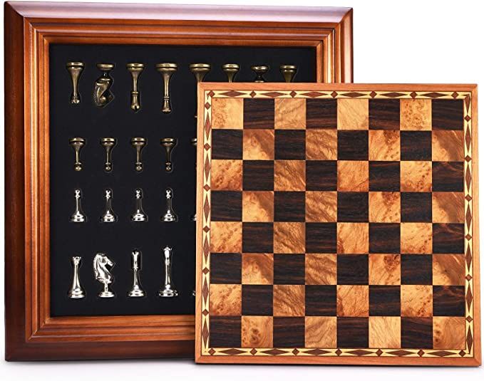 AMEROUS 14 inches Wooden Chess Set with Metal Chess Pieces / 2.5'' King / Storage for Chessmen / ... | Amazon (US)