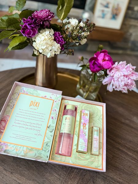 Pixi beauty skincare glow-y lip oil target beauty finds and rose tonic 
Summer skincare finds 