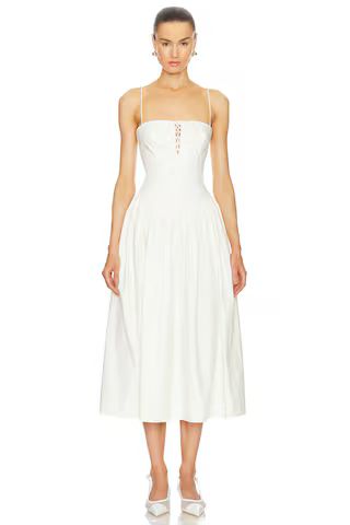 L'Academie by Marianna Thierry Midi Dress in Ivory from Revolve.com | Revolve Clothing (Global)