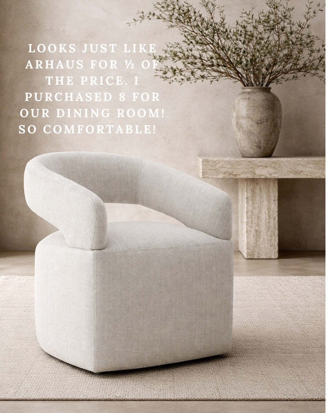 TRENDING NOW — ARHAUS INSPIRED SWIVEL DINING CHAIR! This SWIVEL DINING CHAIR looks just like ARHAUS for a fraction of the price. The curved silhouette, textured neutral fabric, and sculptural base give that DESIGNER, HIGH-END feel — without the luxury markup. I purchased eight for our dining room and they completely transformed the space.

So comfortable. So elevated. So worth it.

#Amazon #TheHillaryStyle #SwivelDiningChair #ArhausInspired #DesignerLookForLess #NeutralHomeDecor #LuxuryDiningRoom #ModernOrganicStyle #HighEndStyleOnABudget #AmazonHomeFinds 

 #LTKU #LTKOver40 #LTKHome
