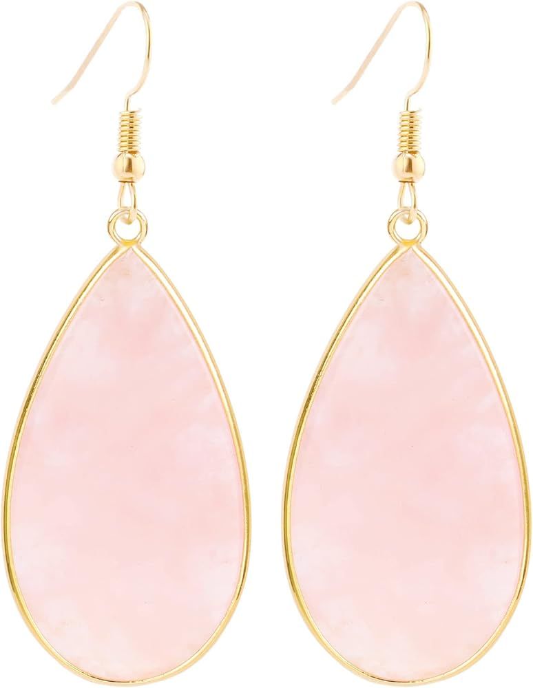 Natural Crystal Healing Stone Earrings Statement Teardrop Dangle Earrings for Women | Amazon (US)