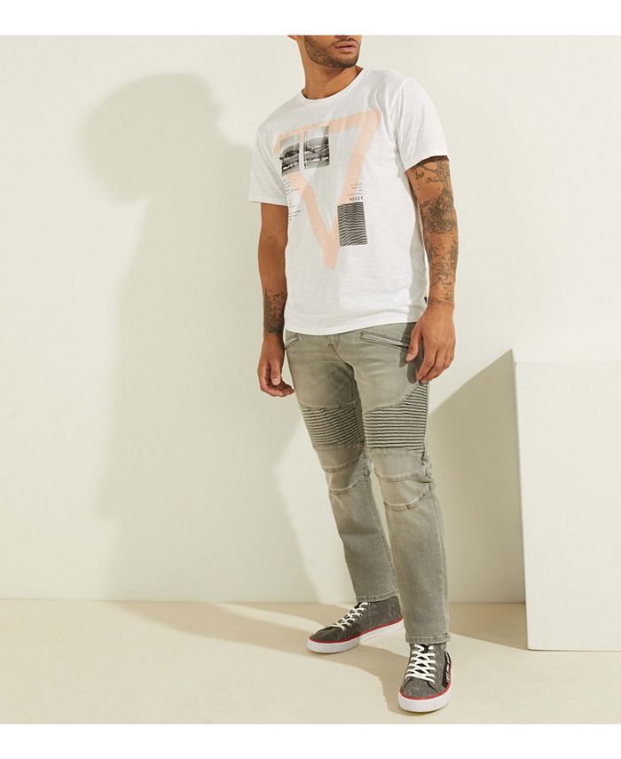 Men's Slim Tapered Pintuck Moto Jeans | Macys (US)