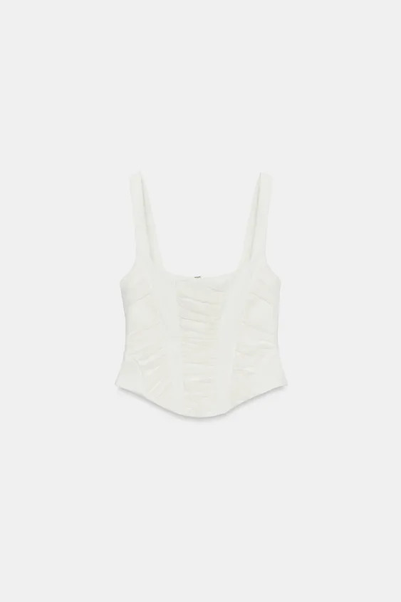 CORSETRY-INSPIRED TOP WITH TULLE | Zara UK