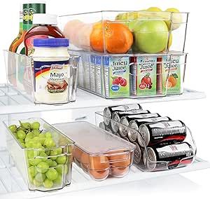 Greenco Refrigerator Organizer Bins, Stackable Fridge Organizer, Set of 6, Storage Containers wit... | Amazon (US)