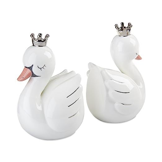 Baby Aspen Ceramic Swan Bookends for Children | Girls Cute Bedroom Décor | Amazon (US)