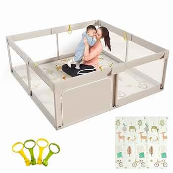 Mloong Baby Playpen with Mat, 59x59 Inches Extra Large Playpen for Babies and Toddlers, Indoor & ... | Amazon (US)
