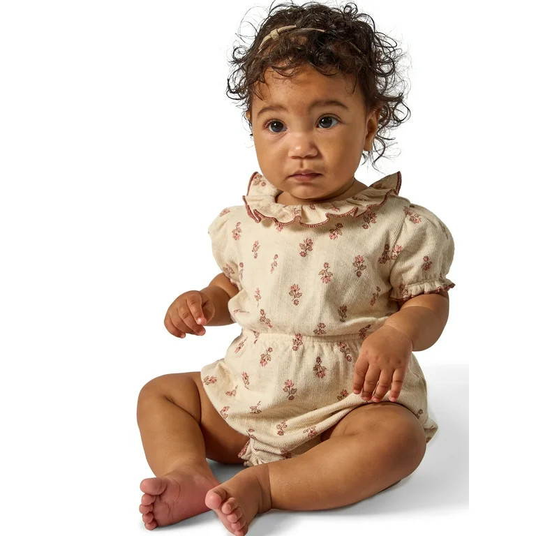 Modern Moments by Gerber Baby Girl Ruffled Bubble Romper, Sizes 0/3 Months - 24 Months | Walmart (US)