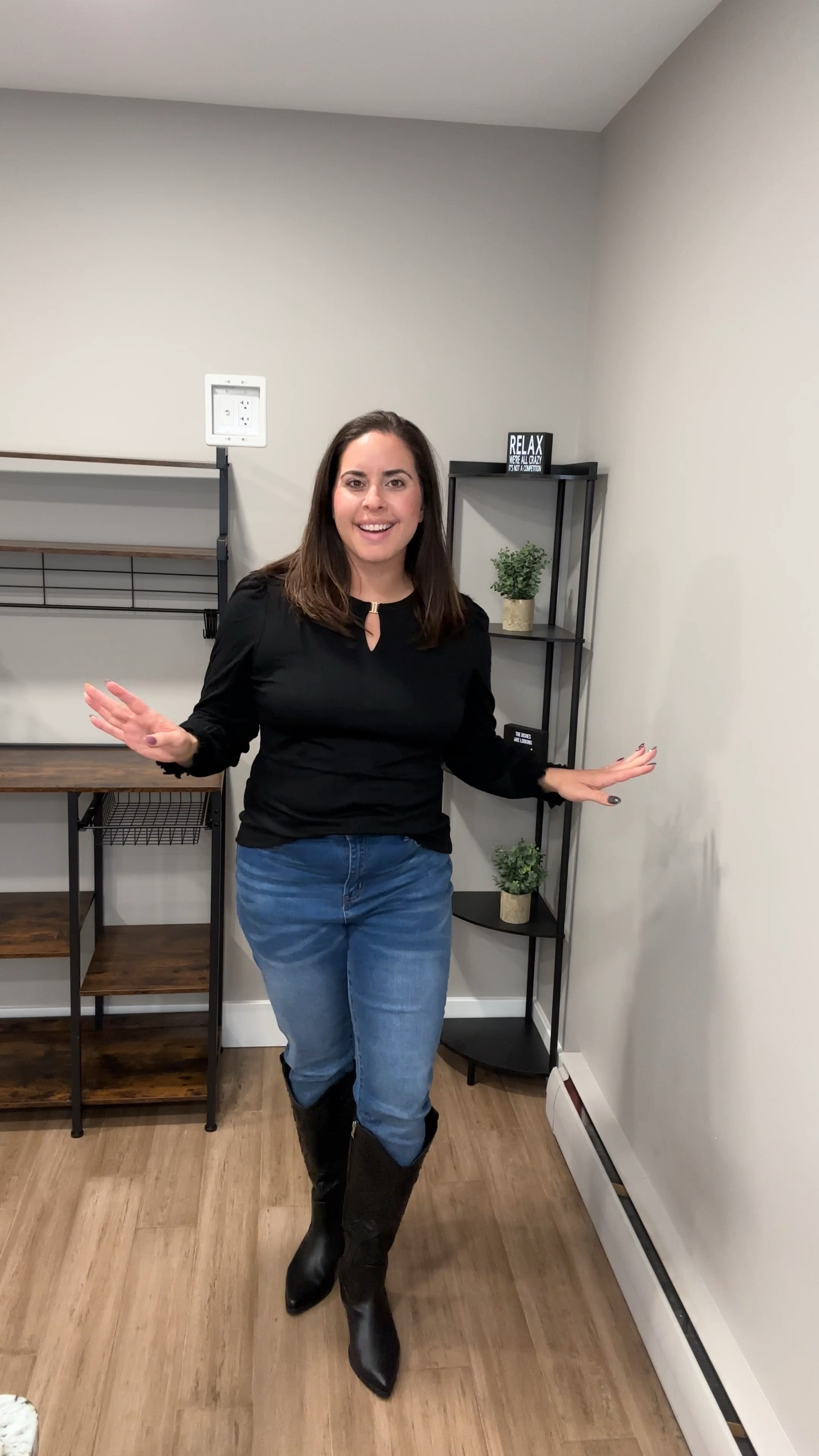 Cute midsize outfit for fall and winter, keyhole 
Shirt size Large
Jeans size Large
Boots size 9

#LTKMidsize #LTKVideo #LTKStyleTip