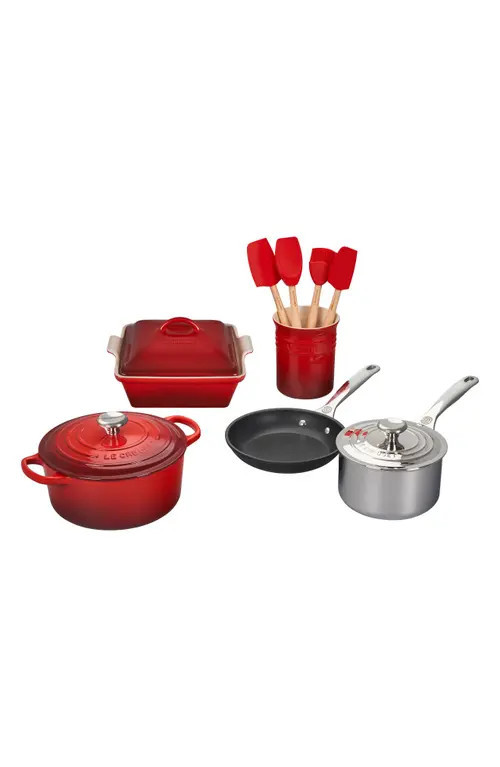 Le Creuset 12-Piece Mixed Material Cookware Set in Cerise at Nordstrom | Nordstrom