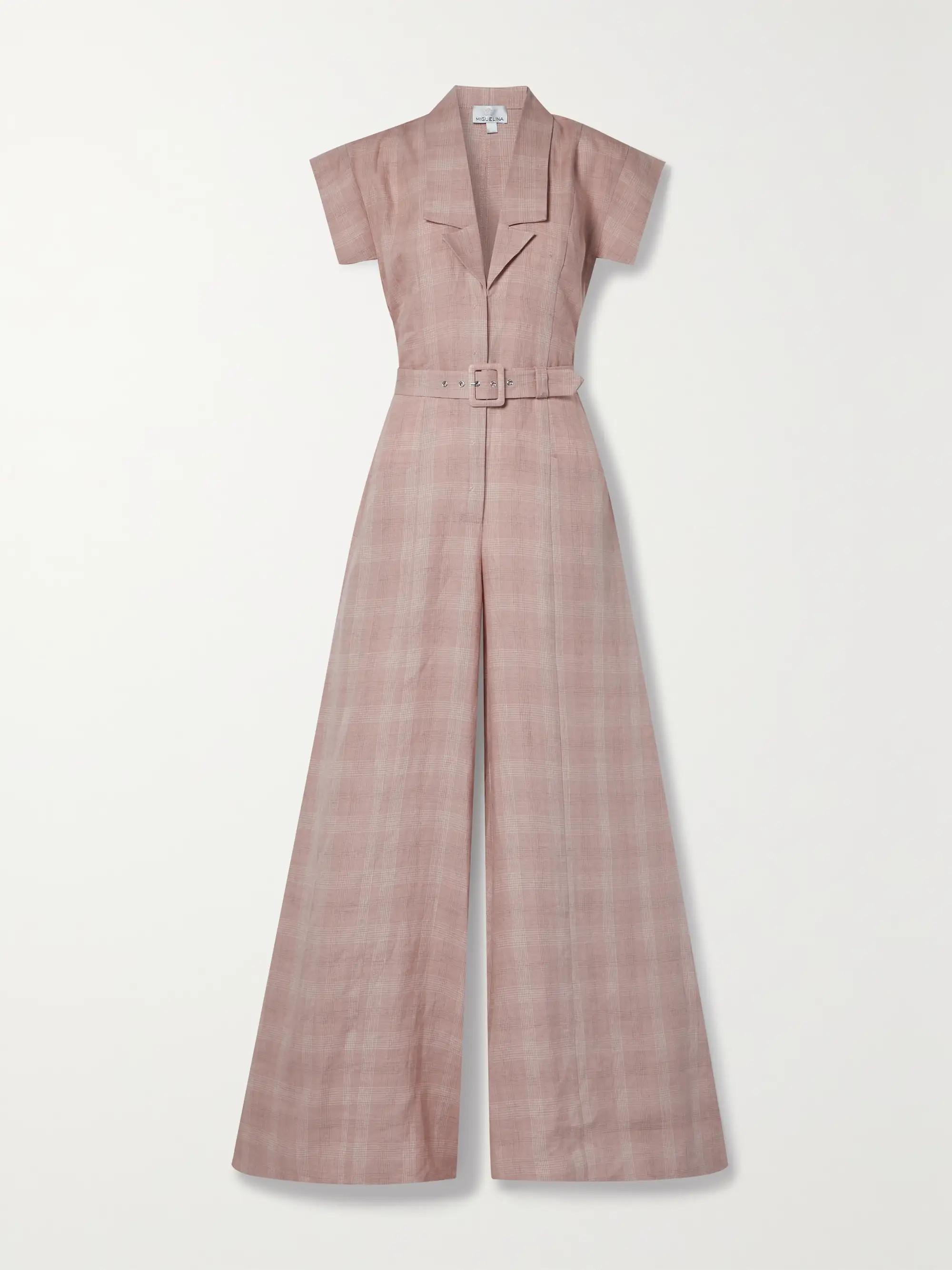 Odessa belted checked linen jumpsuit | NET-A-PORTER (UK & EU)