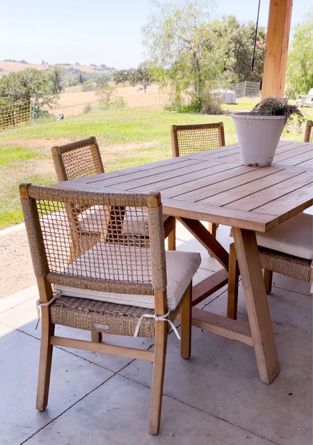 @walmart outdoor teak dining table and woven dining chairs for the patio. #walmartpartner #walmarthome 

#LTKSeasonal #LTKHome #LTKSaleAlert