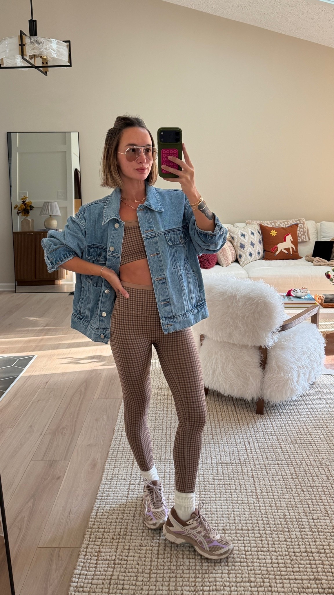 Wore to pilates! XS in workout set and S/M Parke jacket