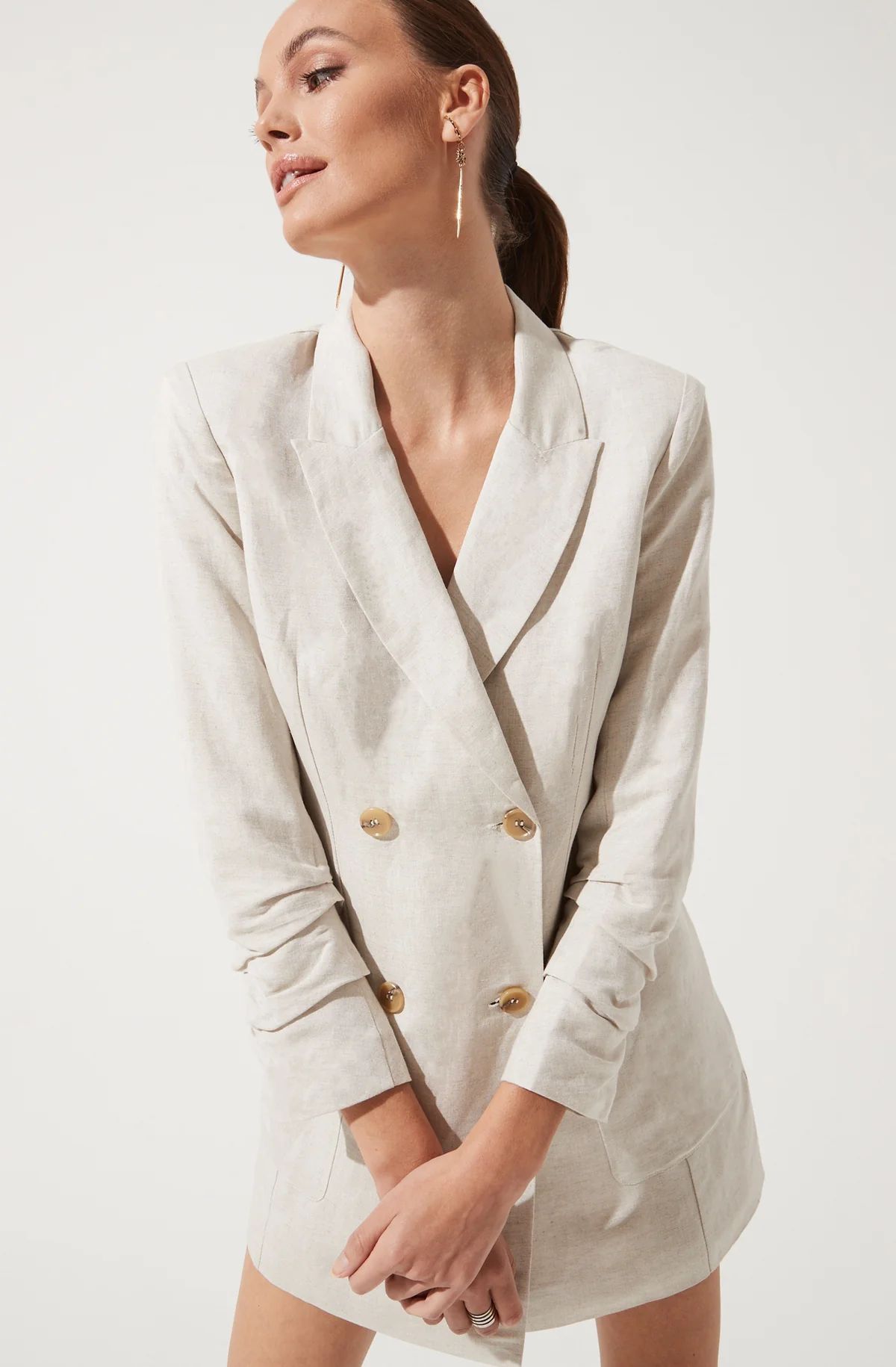 Linen Blazer Dress - NATURAL / L | ASTR The Label (US)