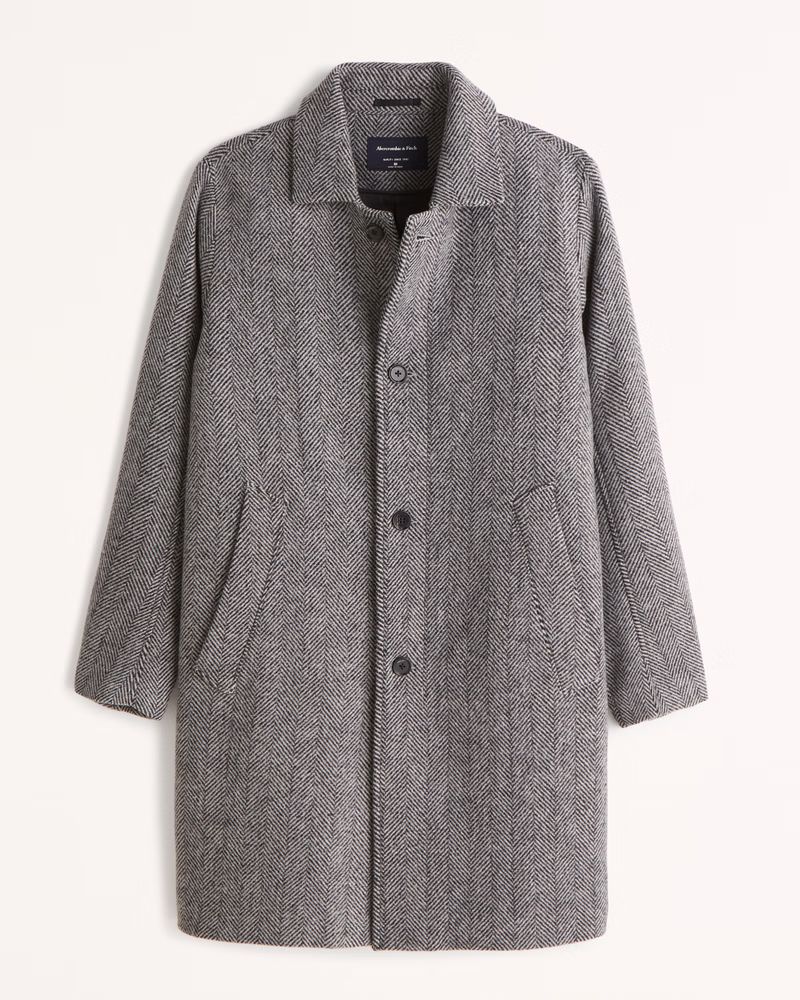 Abercrombie & Fitch Men's Wool-Blend Mac Coat in Grey Pattern - Size XS | Abercrombie & Fitch (US)