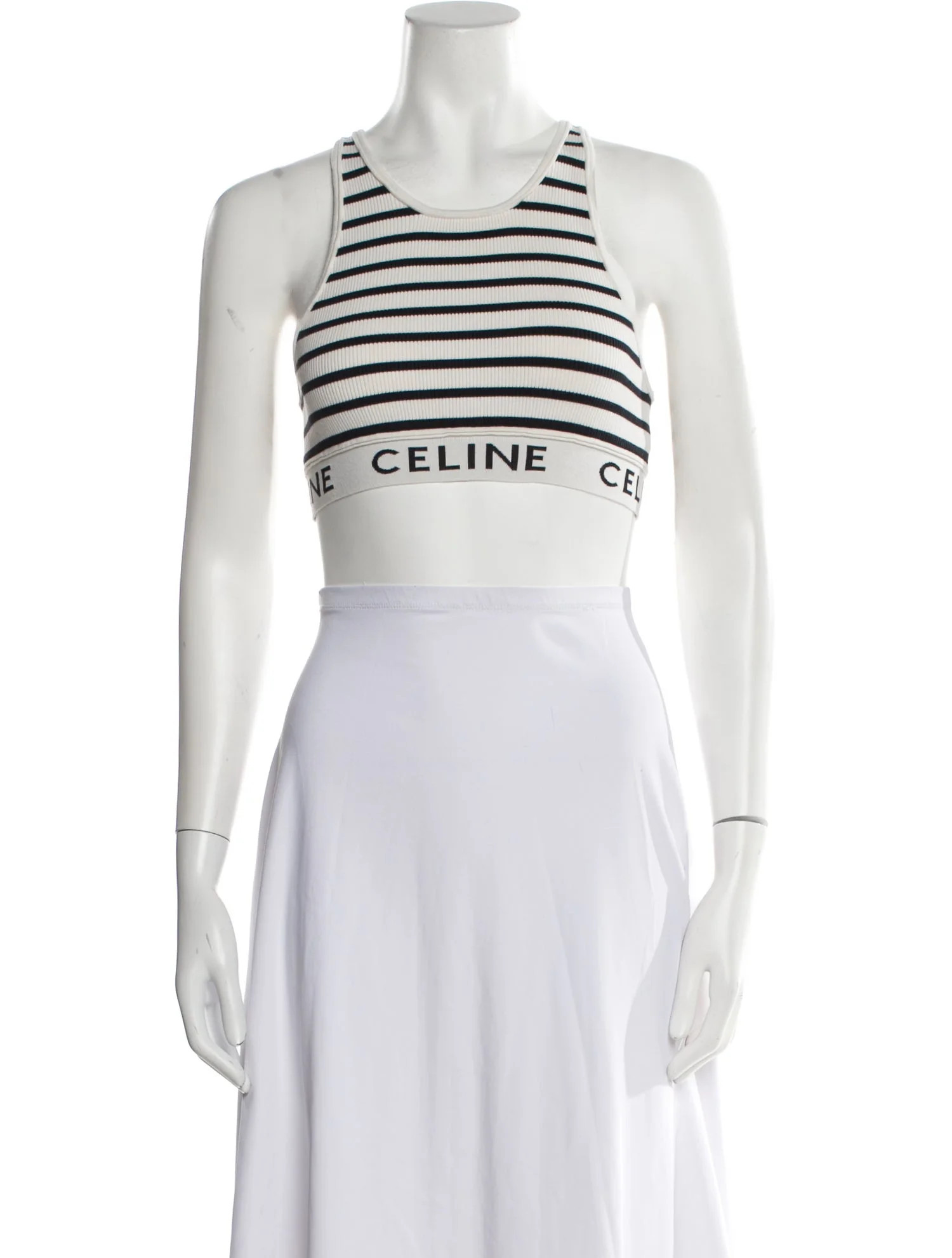 Striped Scoop Neck Crop Top | The RealReal