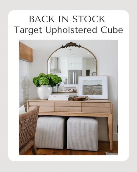 My favorite upholstered cubes are back in stock! They are a great price and super versatile pieces. You can use them in your living room for extra seating, under a console table, in a bedroom. The console table is also from Target.

#LTKFind #LTKhome #LTKunder100