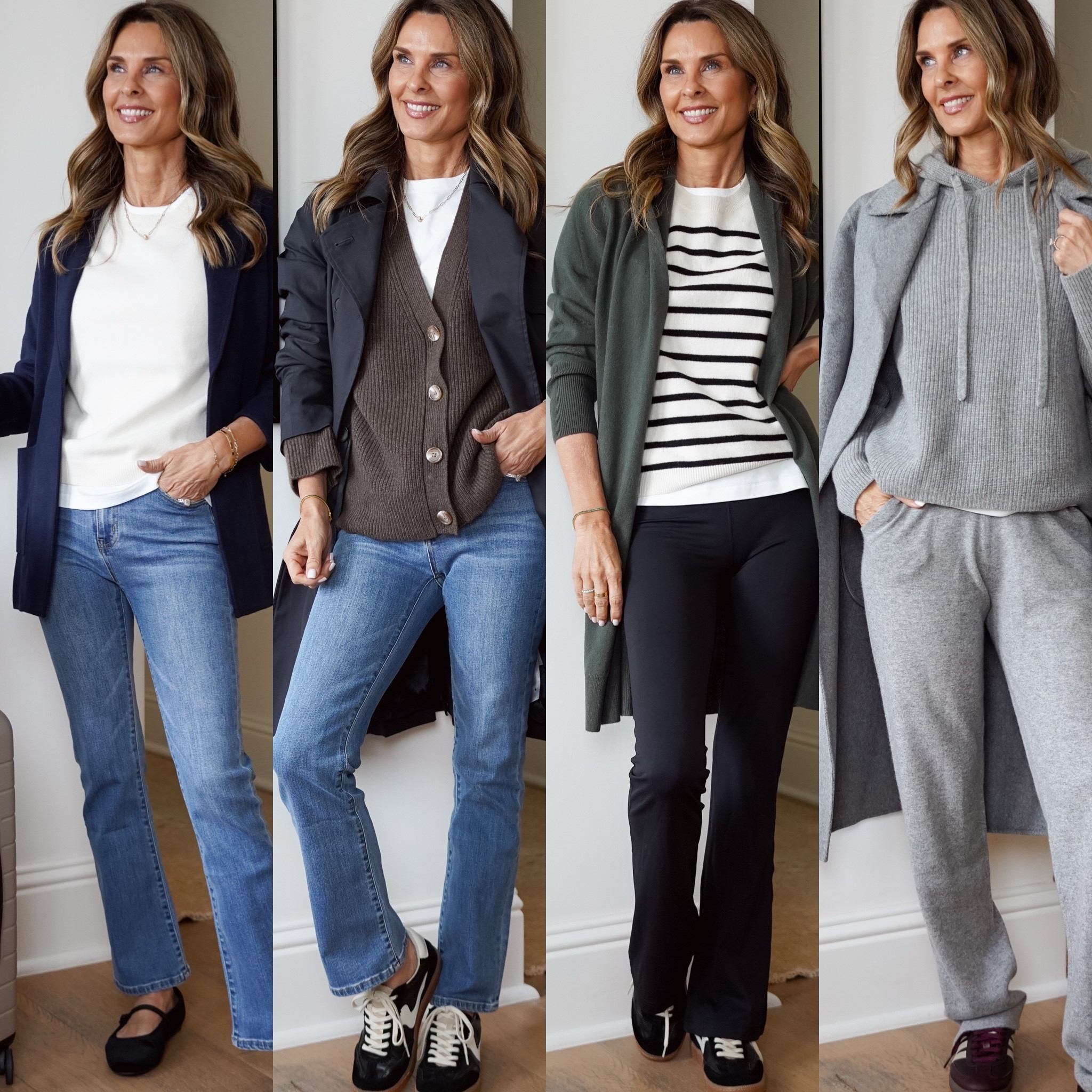 I’m 5’6”
-Jeans are so good! Wearing high rise kick flare med wash, look -less  TTS, size up if in between. 
-Cardigans sz S TTS 
-Cashmere pants are so good. wearing XS TTS 
-Trench coat is literally my favorite TTS wearing a S

Perfect for yourself or gifts. 

@oneQuince #quincepartner

#LTKHoliday #LTKActive #LTKOver40