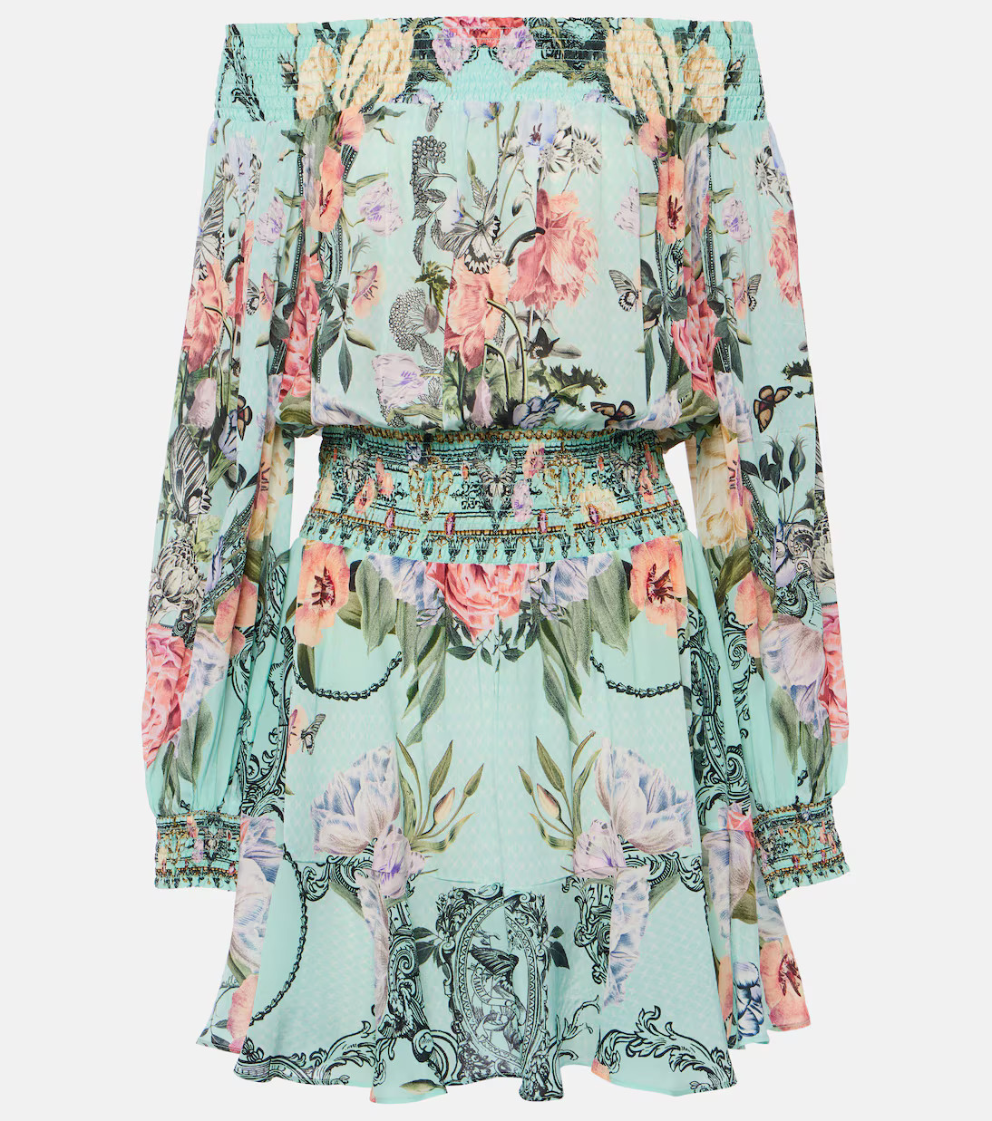 Floral off-shoulder silk minidress | Mytheresa (US/CA)