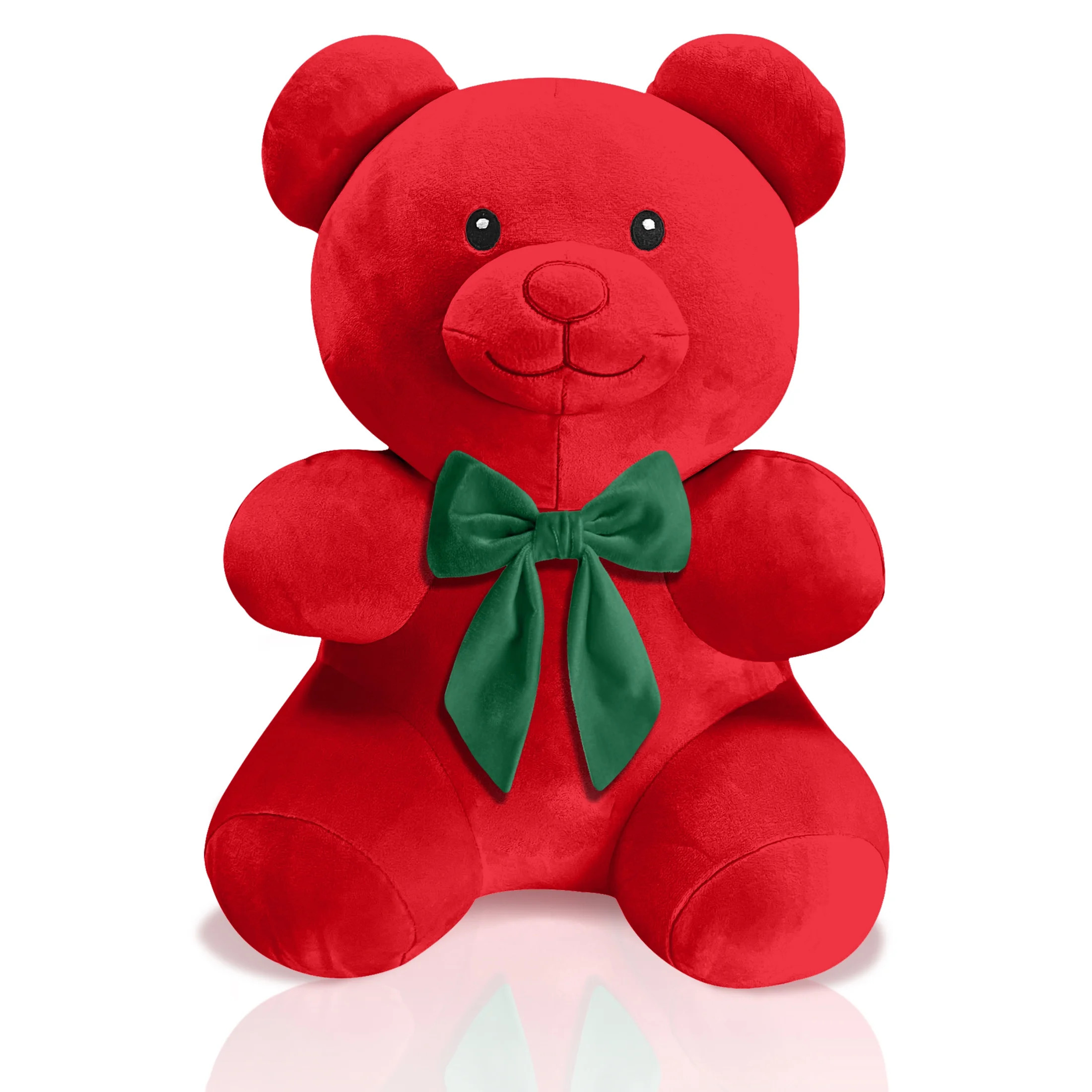 Plush Red 16 inch Gummy Bear with Green Bow, By Holiday Time - Walmart.com | Walmart (US)