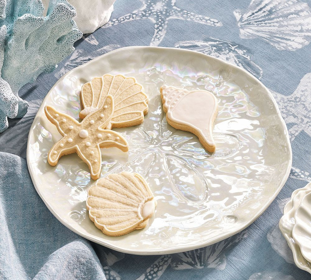 Pearlescent Sand Dollar Stoneware Serving Platter | Pottery Barn (US)