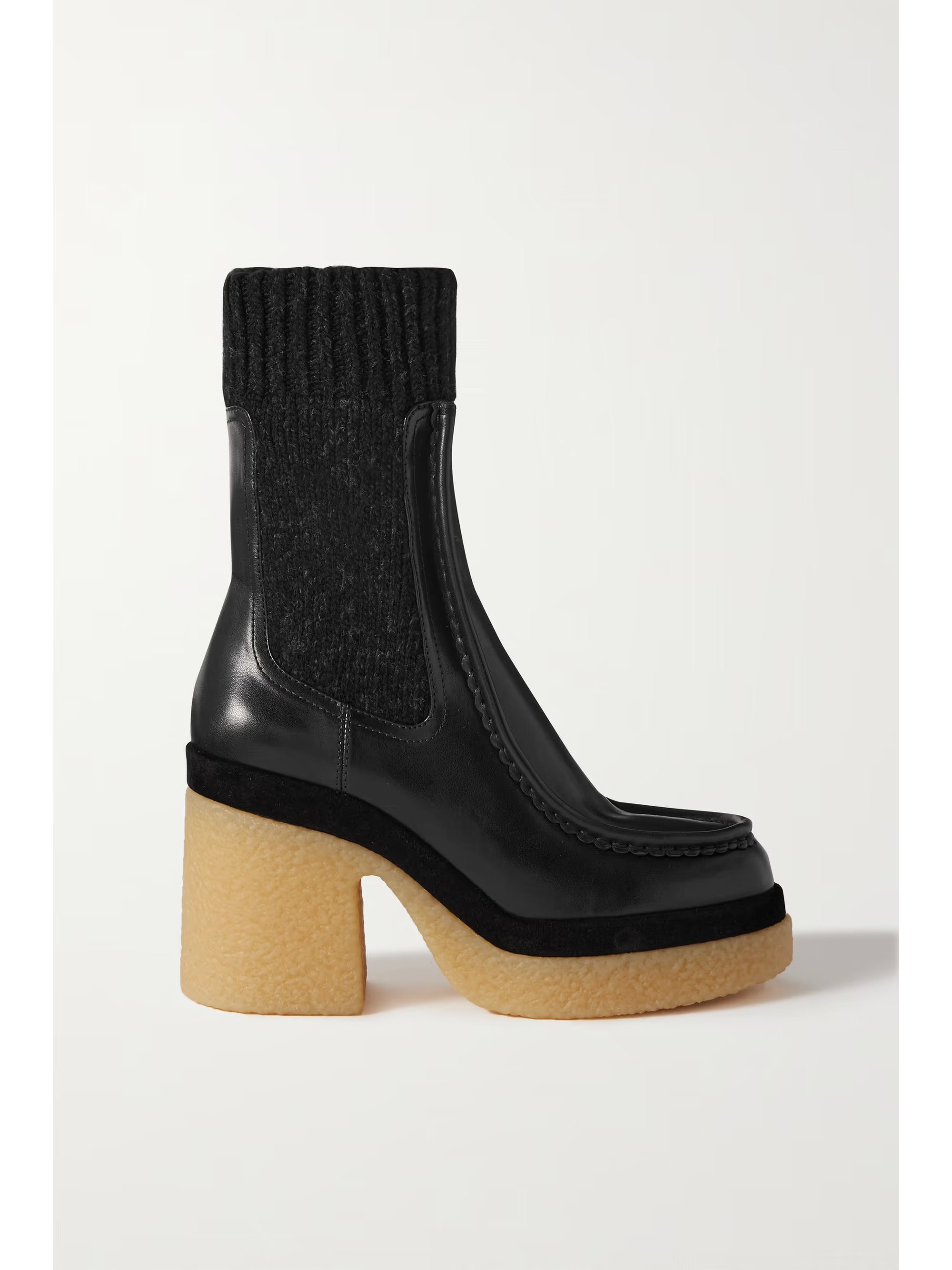 Jamie ribbed-knit and leather platform Chelsea boots | NET-A-PORTER (UK & EU)