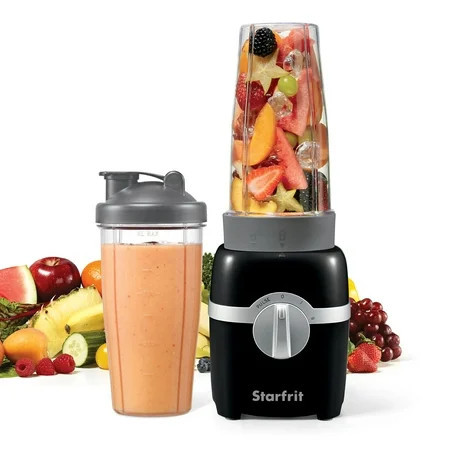 Starfrit Personal Blender, Two 828ml Cups, Two Blades, High, Low & Pulse Modes, 300W, Black | Walmart (US)