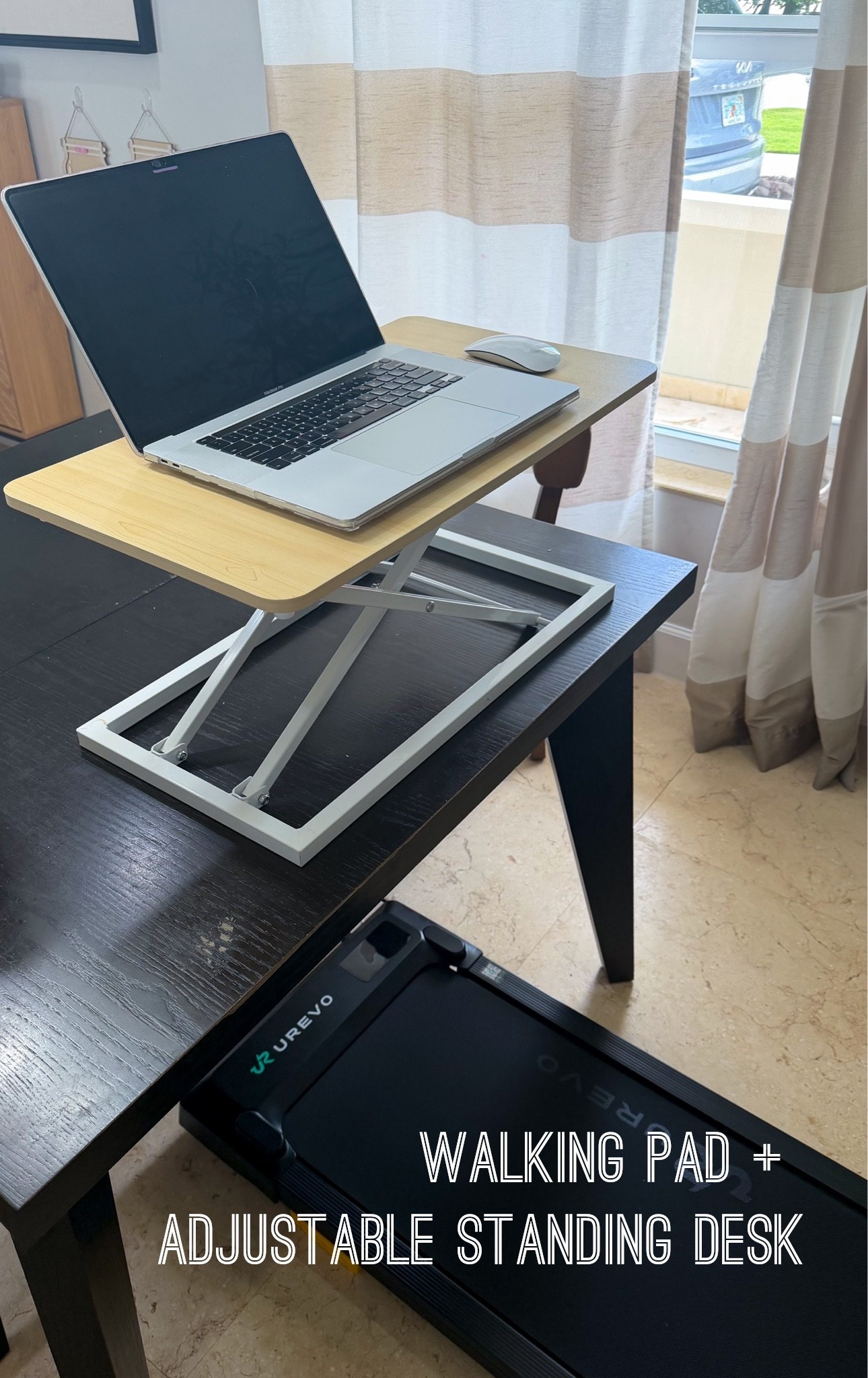 Walking Pat and adjustable standing desk (riser).￼