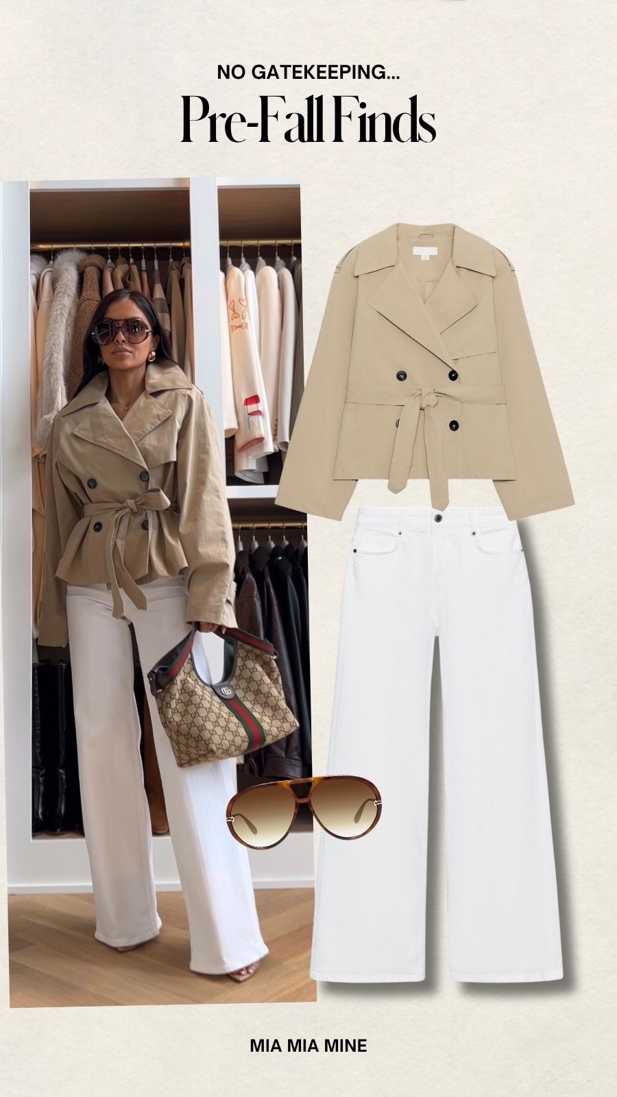 Transitional fall outfit / summer outfit ideas
Zara cropped trench wearing an xs
White wide leg jeans
Gucci giglio bag

#LTKOver40 #LTKootd #LTKmomlife