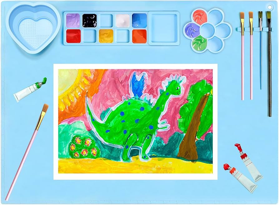 Silicone Painting Mat,20"X16"Large Silicone Art mat, Art Mat with Cup, Easy Clean up, Protects Su... | Amazon (US)