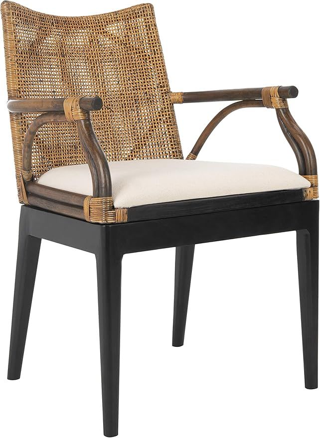 Safavieh Home Gianni Rattan Tropical Woven Arm Chair, Brown/Black | Amazon (US)