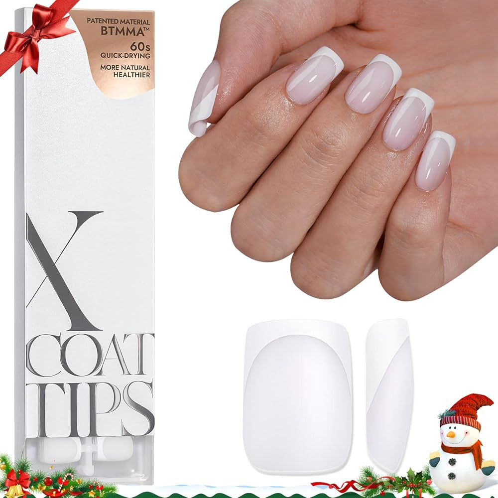 BTArtboxnails XCOATTIPS French Tip Nails - White Press On Nails Short, 160 Pcs Milky White Square... | Amazon (US)