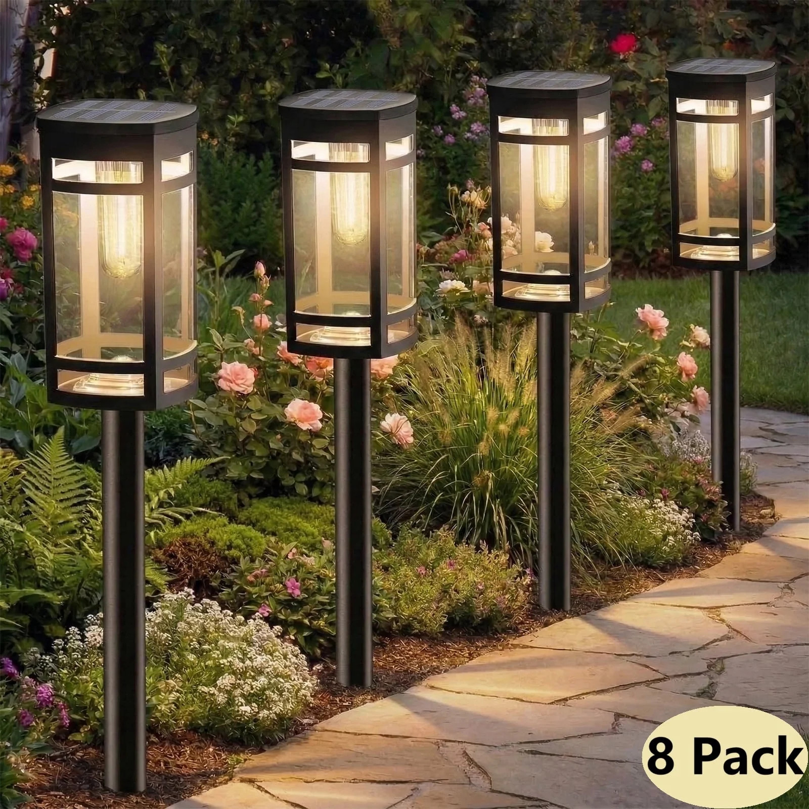 [8 Pack] Solar Outdoor Lights Waterproof for Outside Walkway Pathway Driveway Garden Yard Landsca... | Walmart (US)