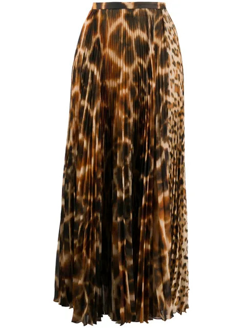 Saia longa animal print com pregas | FarFetch (BR)