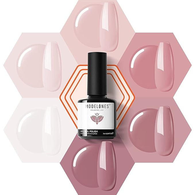 modelones Gel Nail Polish Set- 6 Colors Nude Pink Gel Polish Kit White Pastel Light Pink Nail Pol... | Amazon (US)