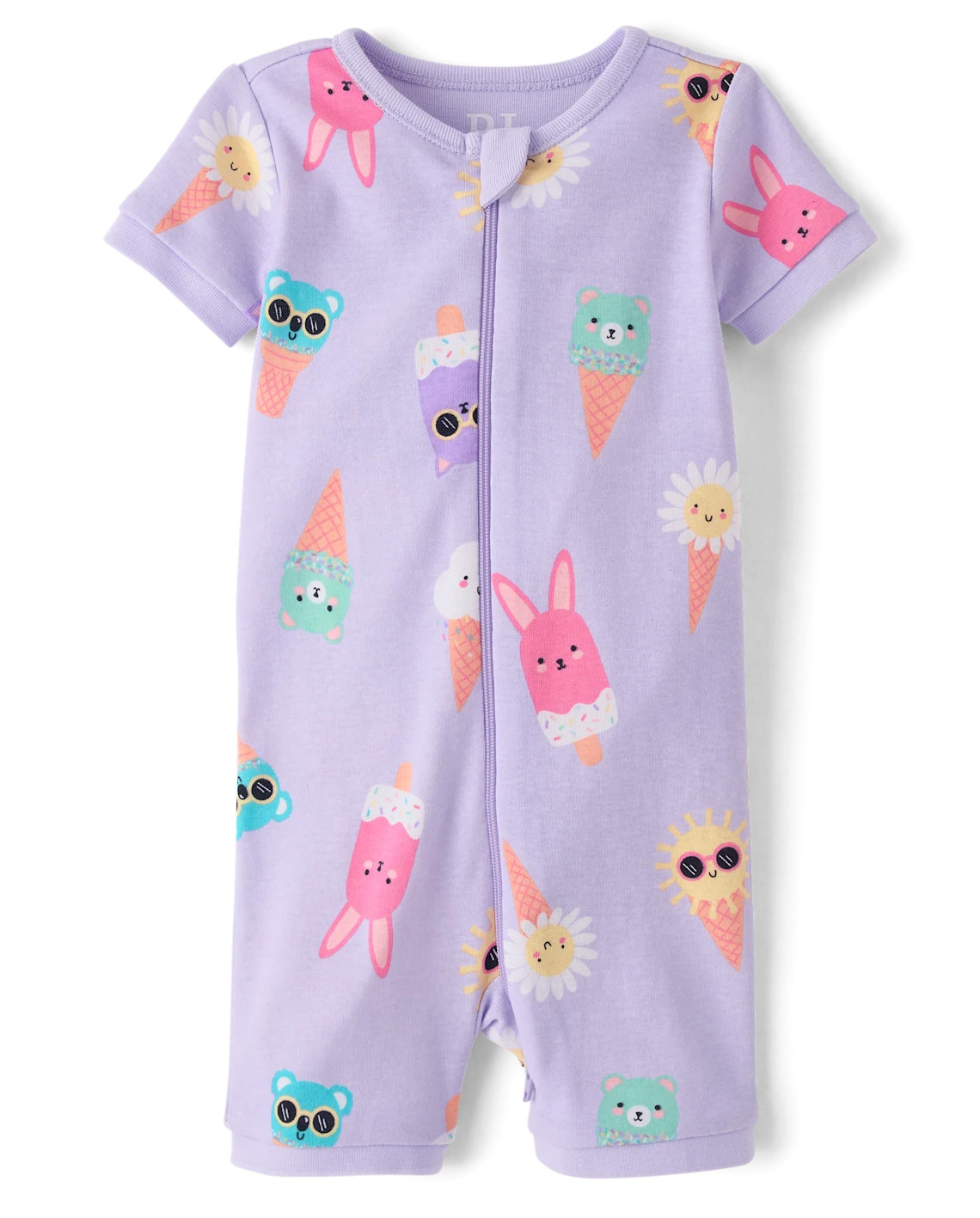 Baby And Toddler Girls Ice Cream Cone Snug Fit Cotton Cropped One Piece Pajamas - purple | The Children's Place