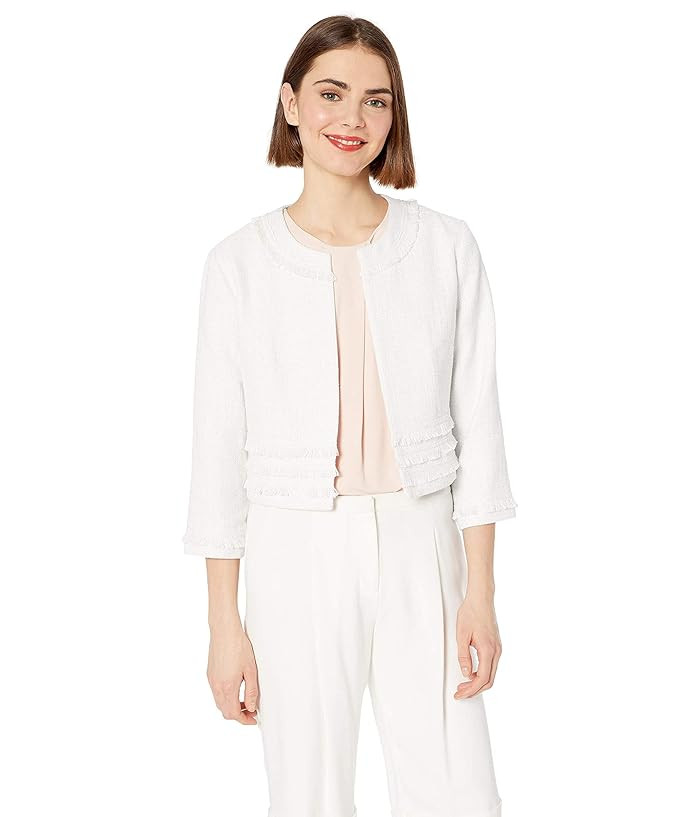 Karl Lagerfeld Paris Women's Tweed Open Front Jacket | Zappos