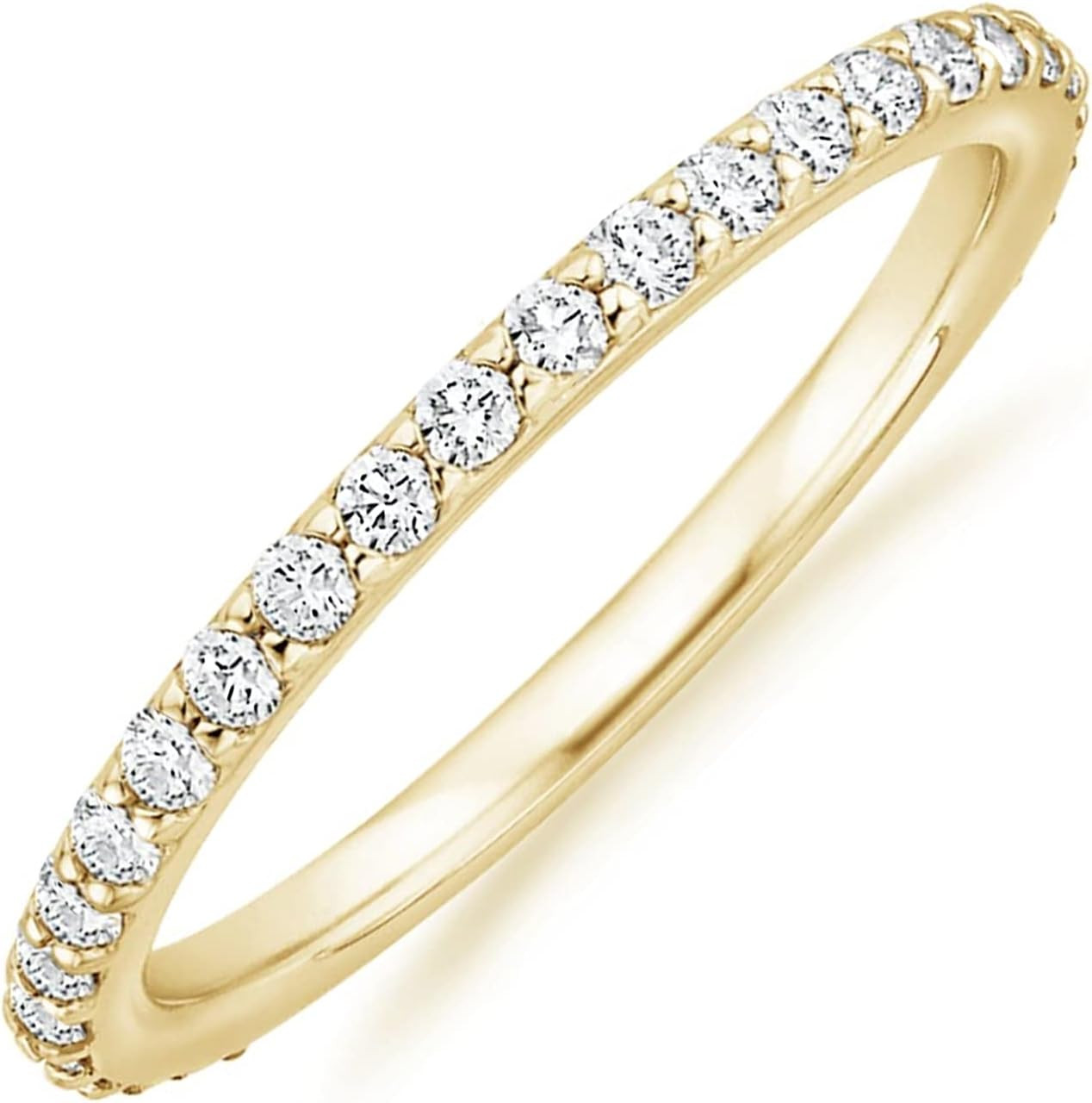 PAVOI 14K Gold Plated Eternity Ring | Stackable Cubic Zirconia Gold Band Ring | Dainty Diamond-Inspired Womens Wedding Jewelry | Amazon (US)