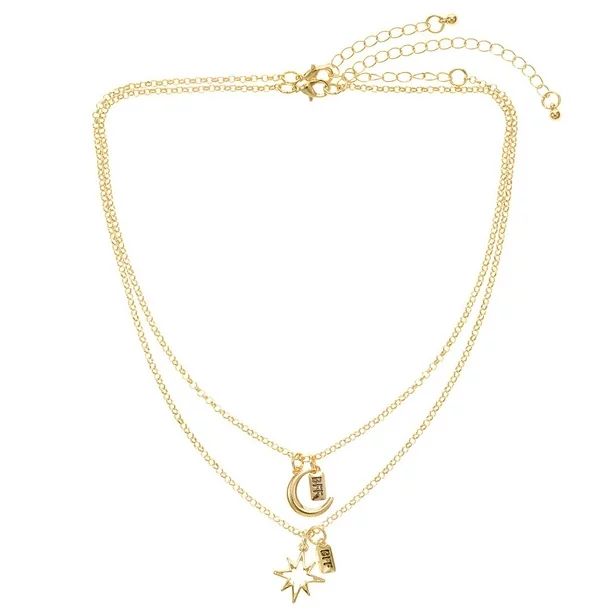 No Boundaries Friendship Necklace Set, Moon and Stars with BFF Charms, Set of 2 - Walmart.com | Walmart (US)