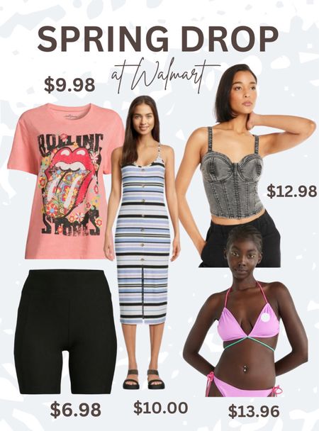 Dive into the season with Walmart's Spring Drop! Featuring cool classics and versatile swimwear, each piece is a testament to style that won't drain your wallet. From a vibrant Rolling Stones tee to a chic multi-way swimsuit, mix and match these hot picks to create endless looks. Embrace the stripes trend with our buttoned dress or keep it sleek in biker shorts. Freshen up your wardrobe with these must-haves, all for under $15!
#walmartpartner #walmartfashion #walmart @walmartfashion @walmart 

#LTKfindsunder50 #LTKSeasonal #LTKfindsunder100