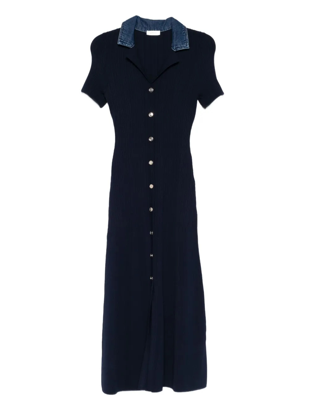SANDRO v-neck Knitted Dress | Blue | FARFETCH BE | Farfetch Global