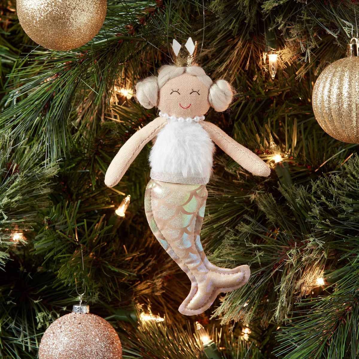 Fabric Mermaid with Blonde Hair Christmas Tree Ornament - Wondershop™: Indoor Decoration, 7" He... | Target
