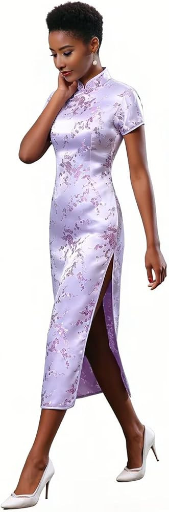Chinese Women's Cheongsam Qipao Dress Slim Bodycon Exotic Long Split Dresses Wedding Costumes Gow... | Amazon (US)