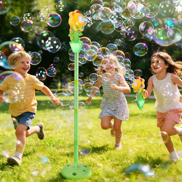 Automatic Flower Bubble Machine for Kid, Handheld&Standing 2 in1 Rechargeable Bubble Maker with L... | Amazon (US)