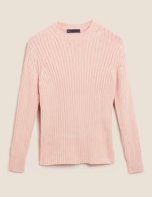 Pure Cotton Ribbed Crew Neck Jumper | Marks & Spencer (US)
